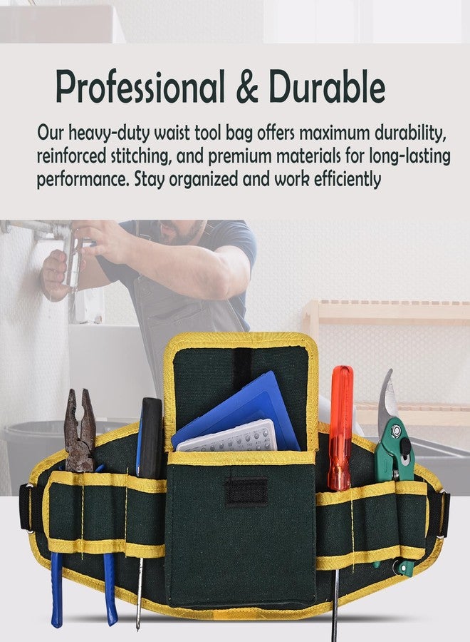 PAHAL Waist Canvas Tool Belt Heavy duty Durable Multipurpose for Tools of Electrician all Technician (L-500mm X 155mm) Green Yellow - Image 5